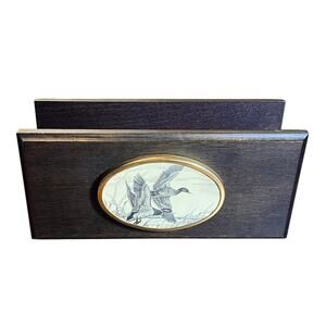 Vintage Barlow Wood Letter Holder with Duck Illustration | Made in USA